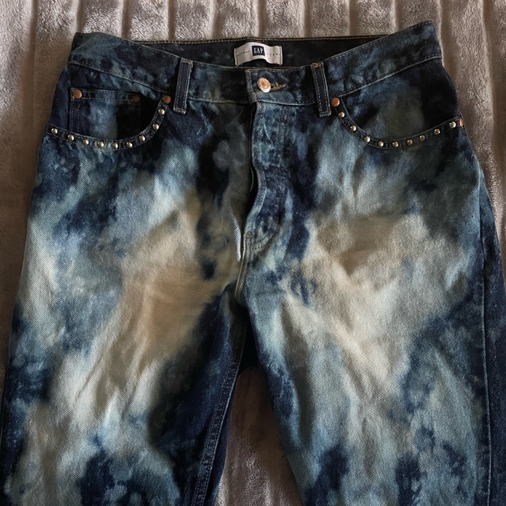 Tie-Dye Bleach Dye GAP Jeans with Stud Details
